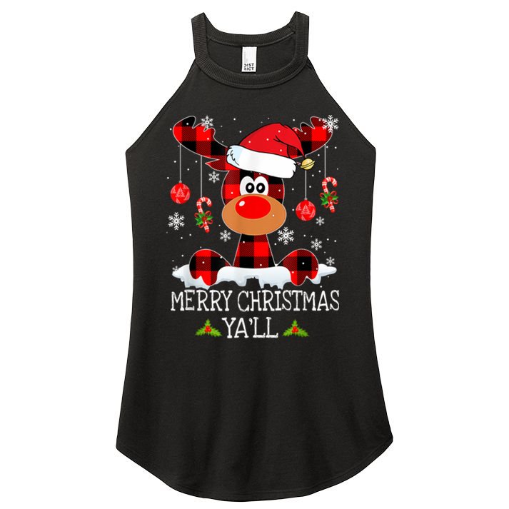 Merry Christmas Ya'll Cute Reindeer Women's Perfect Tri Rocker Tank
