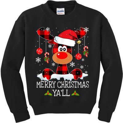Merry Christmas Ya'll Cute Reindeer Kids Sweatshirt