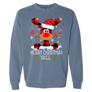 Merry Christmas Ya'll Cute Reindeer Garment-Dyed Sweatshirt