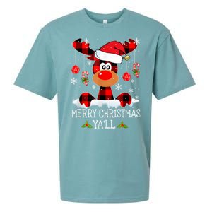 Merry Christmas Ya'll Cute Reindeer Sueded Cloud Jersey T-Shirt