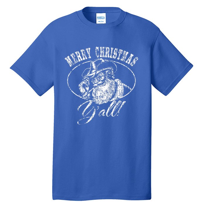 Merry Christmas Y'all Funny Country Cowboy Santa Claus  Tall T-Shirt