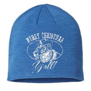 Merry Christmas Y'all Funny Country Cowboy Santa Claus  Sustainable Beanie