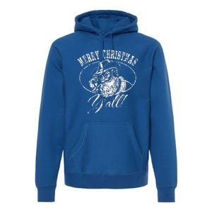 Merry Christmas Y'all Funny Country Cowboy Santa Claus  Premium Hoodie