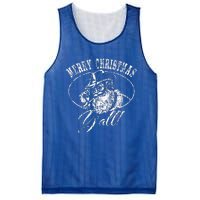 Merry Christmas Y'all Funny Country Cowboy Santa Claus  Mesh Reversible Basketball Jersey Tank