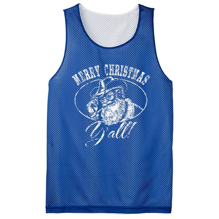 Merry Christmas Y'all Funny Country Cowboy Santa Claus  Mesh Reversible Basketball Jersey Tank