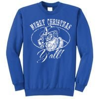 Merry Christmas Y'all Funny Country Cowboy Santa Claus  Tall Sweatshirt