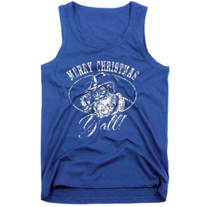 Merry Christmas Y'all Funny Country Cowboy Santa Claus  Tank Top