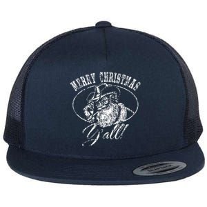 Merry Christmas Y'all Funny Country Cowboy Santa Claus  Flat Bill Trucker Hat