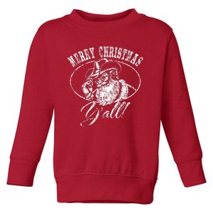 Merry Christmas YAll Funny Country Cowboy Santa Claus Toddler Sweatshirt