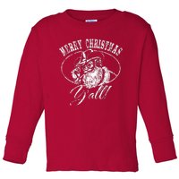 Merry Christmas YAll Funny Country Cowboy Santa Claus Toddler Long Sleeve Shirt