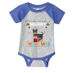 Merry Christmas Yorkshire Terrier Lovers Xmas Holiday Party Gift Infant Baby Jersey Bodysuit