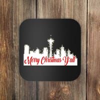 Merry Christmas YAll Funny Seattle Holidays Us Map Coaster