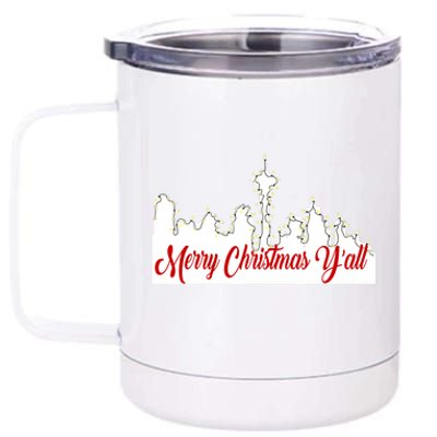 Merry Christmas YAll Funny Seattle Holidays Us Map 12 oz Stainless Steel Tumbler Cup