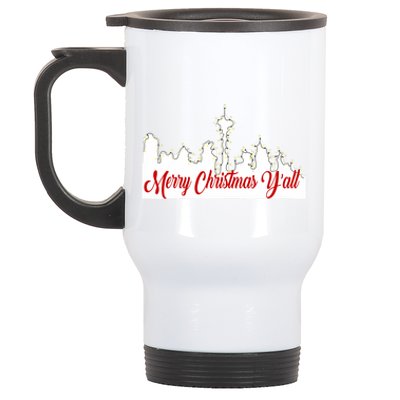 Merry Christmas YAll Funny Seattle Holidays Us Map Stainless Steel Travel Mug