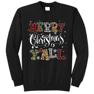 Merry Christmas Yall Leopard Buffalo Plaid Pajama Family Sweatshirt