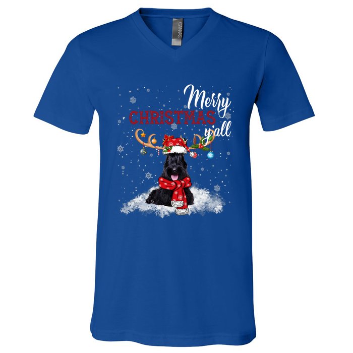 Merry Christmas YAll Scottish Terrier Christmas Ornaments V-Neck T-Shirt