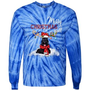 Merry Christmas YAll Scottish Terrier Christmas Ornaments Tie-Dye Long Sleeve Shirt