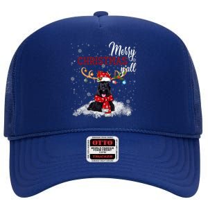 Merry Christmas YAll Scottish Terrier Christmas Ornaments High Crown Mesh Back Trucker Hat