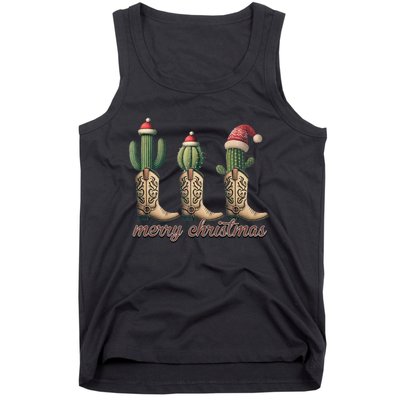 Merry Christmas YAll Western Country Cowboy Boots Holiday Tank Top Tank Top