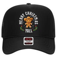 Merry Christmas Yall Gingerbread Cowboy Howdy Western Xmas High Crown Mesh Back Trucker Hat