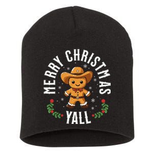 Merry Christmas Yall Gingerbread Cowboy Howdy Western Xmas Short Acrylic Beanie