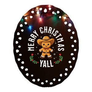 Merry Christmas Yall Gingerbread Cowboy Howdy Western Xmas Ceramic Oval Ornament