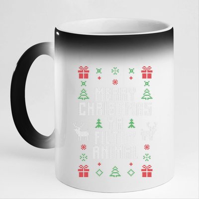 Merry Christmas Ya Filthy Animal 11oz Black Color Changing Mug