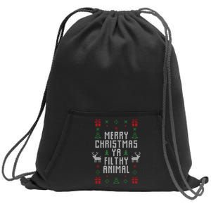 Merry Christmas Ya Filthy Animal Sweatshirt Cinch Pack Bag