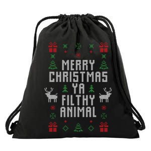 Merry Christmas Ya Filthy Animal Drawstring Bag