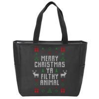 Merry Christmas Ya Filthy Animal Zip Tote Bag