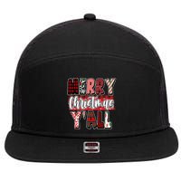 Merry Christmas Yall Holiday Festive Fun 7 Panel Mesh Trucker Snapback Hat