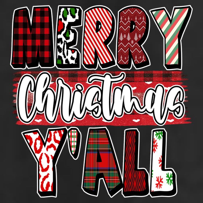 Merry Christmas Yall Holiday Festive Fun 7 Panel Mesh Trucker Snapback Hat