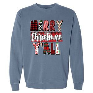 Merry Christmas Yall Holiday Festive Fun Garment-Dyed Sweatshirt