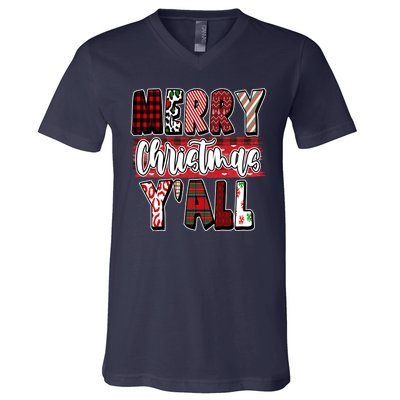 Merry Christmas Yall Holiday Festive Fun V-Neck T-Shirt