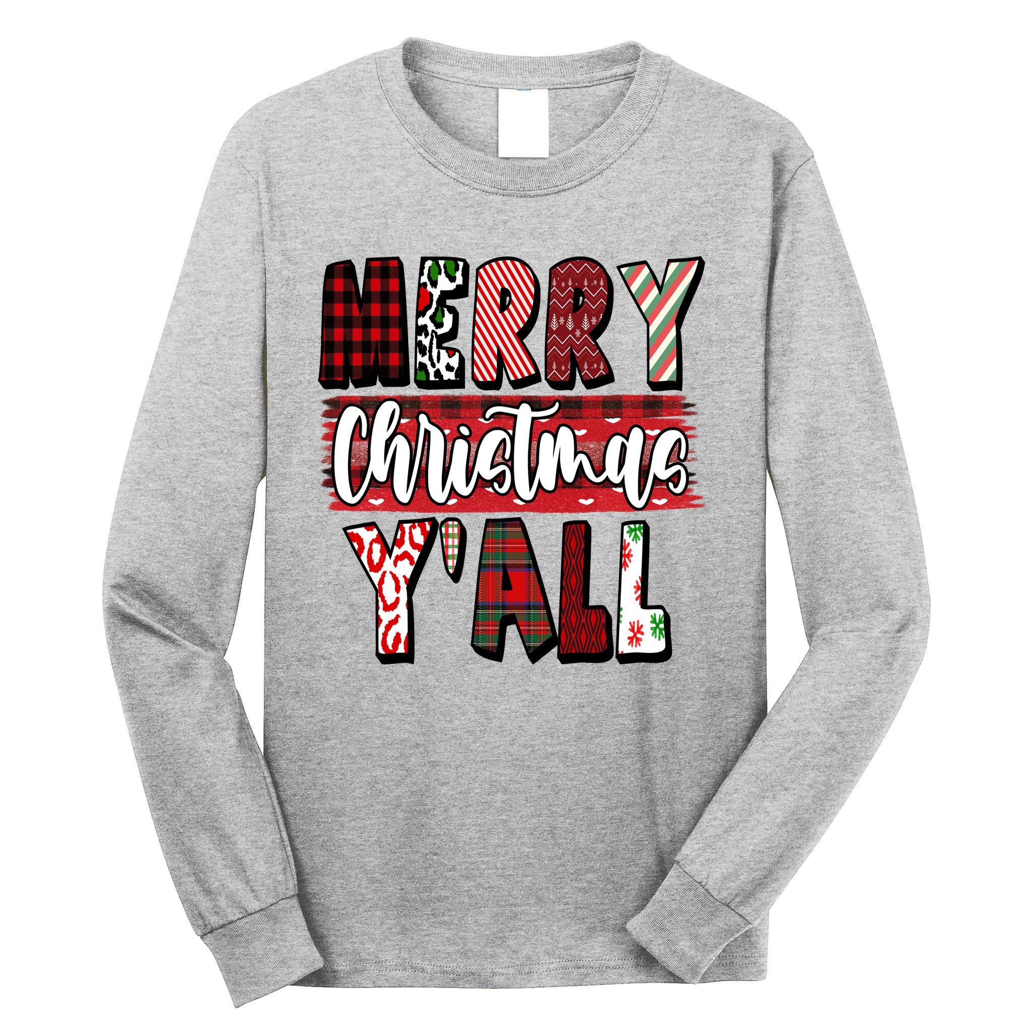 Merry Christmas Yall Holiday Festive Fun Long Sleeve Shirt