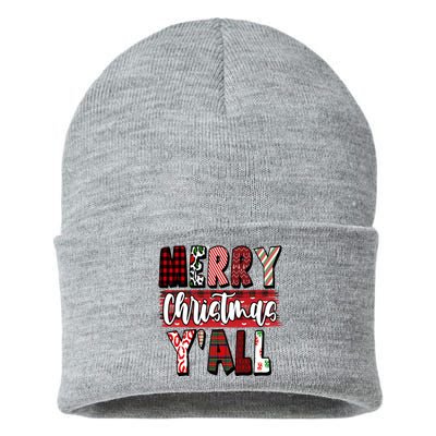 Merry Christmas Yall Holiday Festive Fun Sustainable Knit Beanie