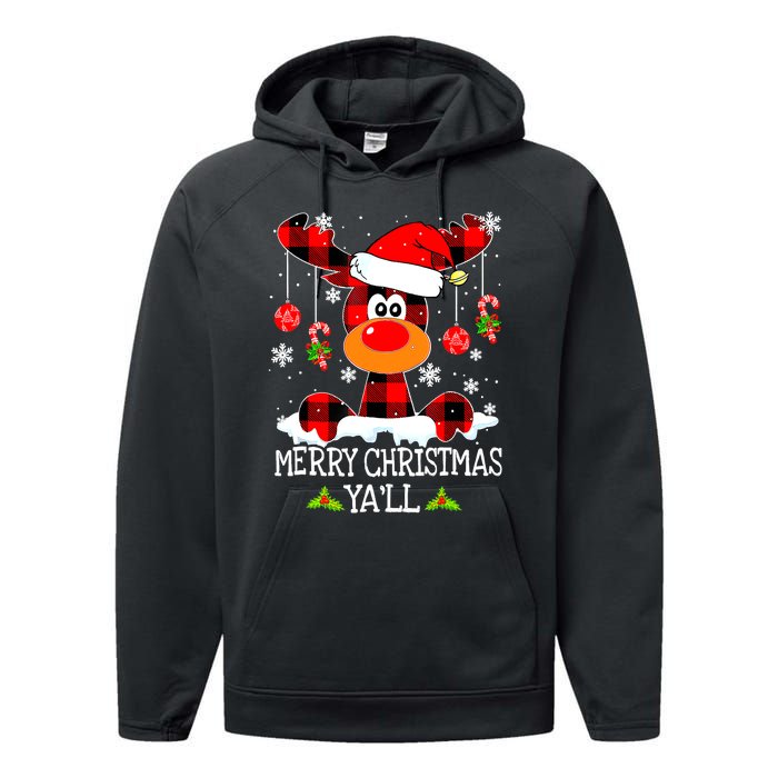 Merry Christmas Y'all Gifts Leopard Buffalo Plaid Xmas Performance Fleece Hoodie