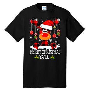 Merry Christmas Y'all Gifts Leopard Buffalo Plaid Xmas Tall T-Shirt