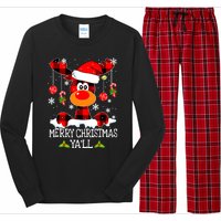 Merry Christmas Y'all Gifts Leopard Buffalo Plaid Xmas Long Sleeve Pajama Set