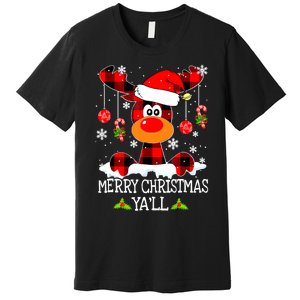 Merry Christmas Y'all Gifts Leopard Buffalo Plaid Xmas Premium T-Shirt