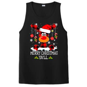 Merry Christmas Y'all Gifts Leopard Buffalo Plaid Xmas PosiCharge Competitor Tank