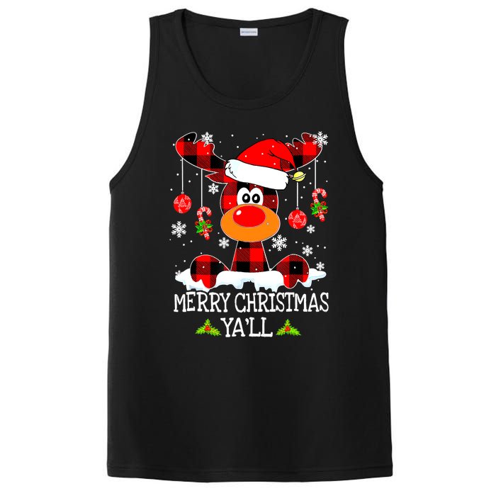 Merry Christmas Y'all Gifts Leopard Buffalo Plaid Xmas PosiCharge Competitor Tank