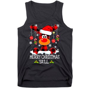 Merry Christmas Y'all Gifts Leopard Buffalo Plaid Xmas Tank Top