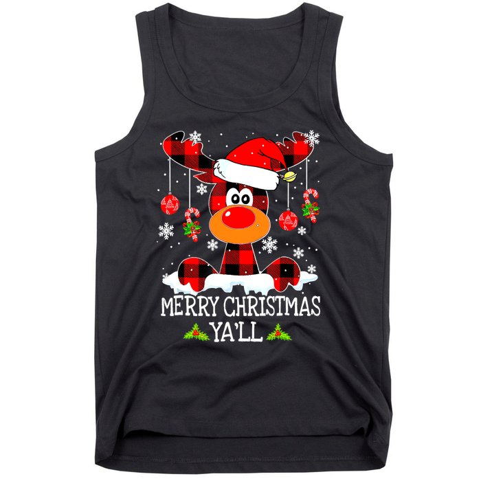 Merry Christmas Y'all Gifts Leopard Buffalo Plaid Xmas Tank Top