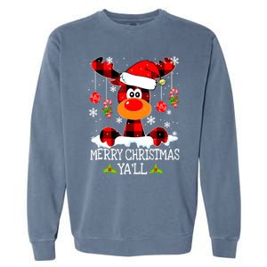 Merry Christmas Y'all Gifts Leopard Buffalo Plaid Xmas Garment-Dyed Sweatshirt