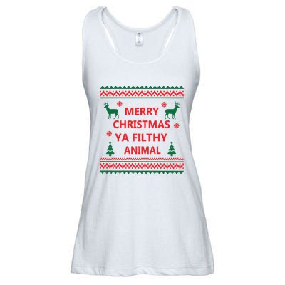 Merry Christmas Ya Filthy Animal Christmas Holiday Ladies Essential Flowy Tank