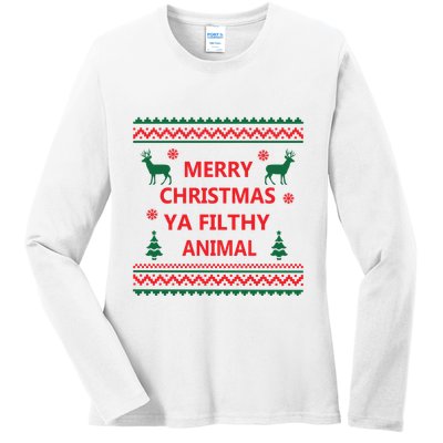 Merry Christmas Ya Filthy Animal Christmas Holiday Ladies Long Sleeve Shirt