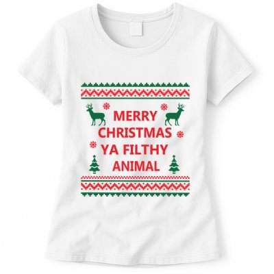 Merry Christmas Ya Filthy Animal Christmas Holiday Womens T-Shirt