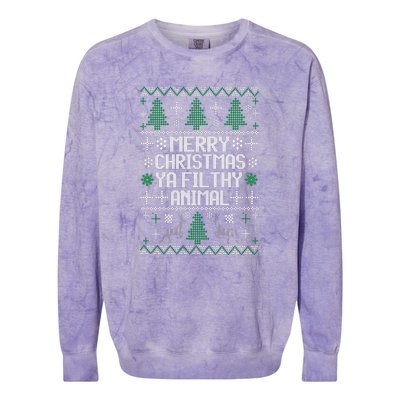 Merry Christmas Ya Filthy Animal Ugly Sweater Funny Xmas Gift Colorblast Crewneck Sweatshirt