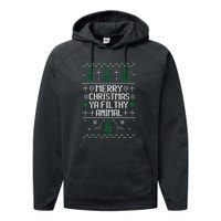 Merry Christmas Ya Filthy Animal Ugly Sweater Funny Xmas Gift Performance Fleece Hoodie